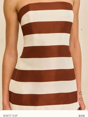 cult gaia Rhett top Strapless Dress in Brown and Cream Stripes NEW WITH TAGS